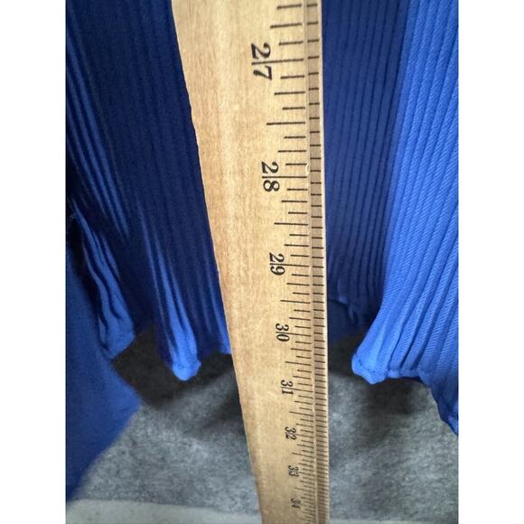 JLUXLABEL Pants Women M Blue pull on Pleated Stretch Wide Leg Resort Vacation - Picture 4 of 8